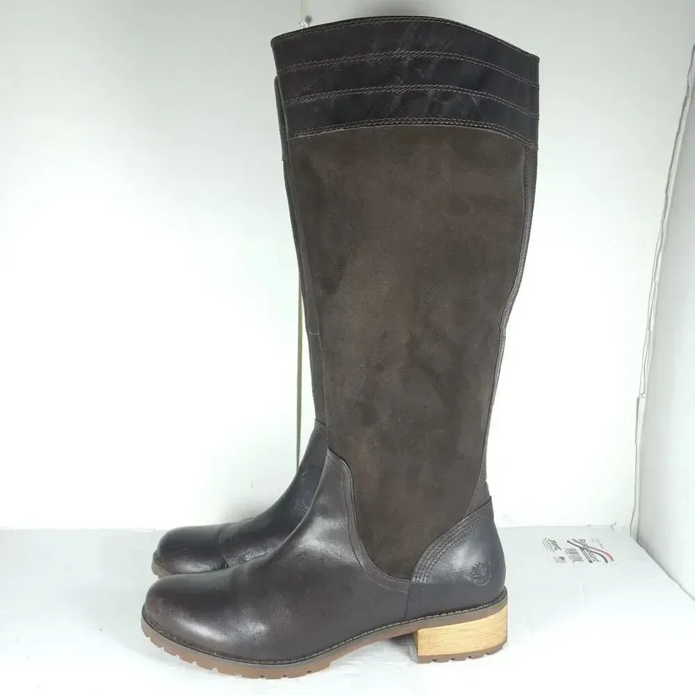 Timberland Women's Bethel Heights US9 Brown Leather Zip Knee High Riding Boots